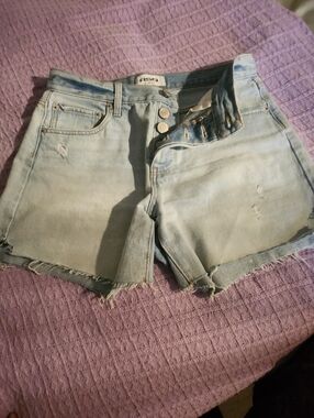 RSQ Light Blue Distressed High-Rise Denim Shorts